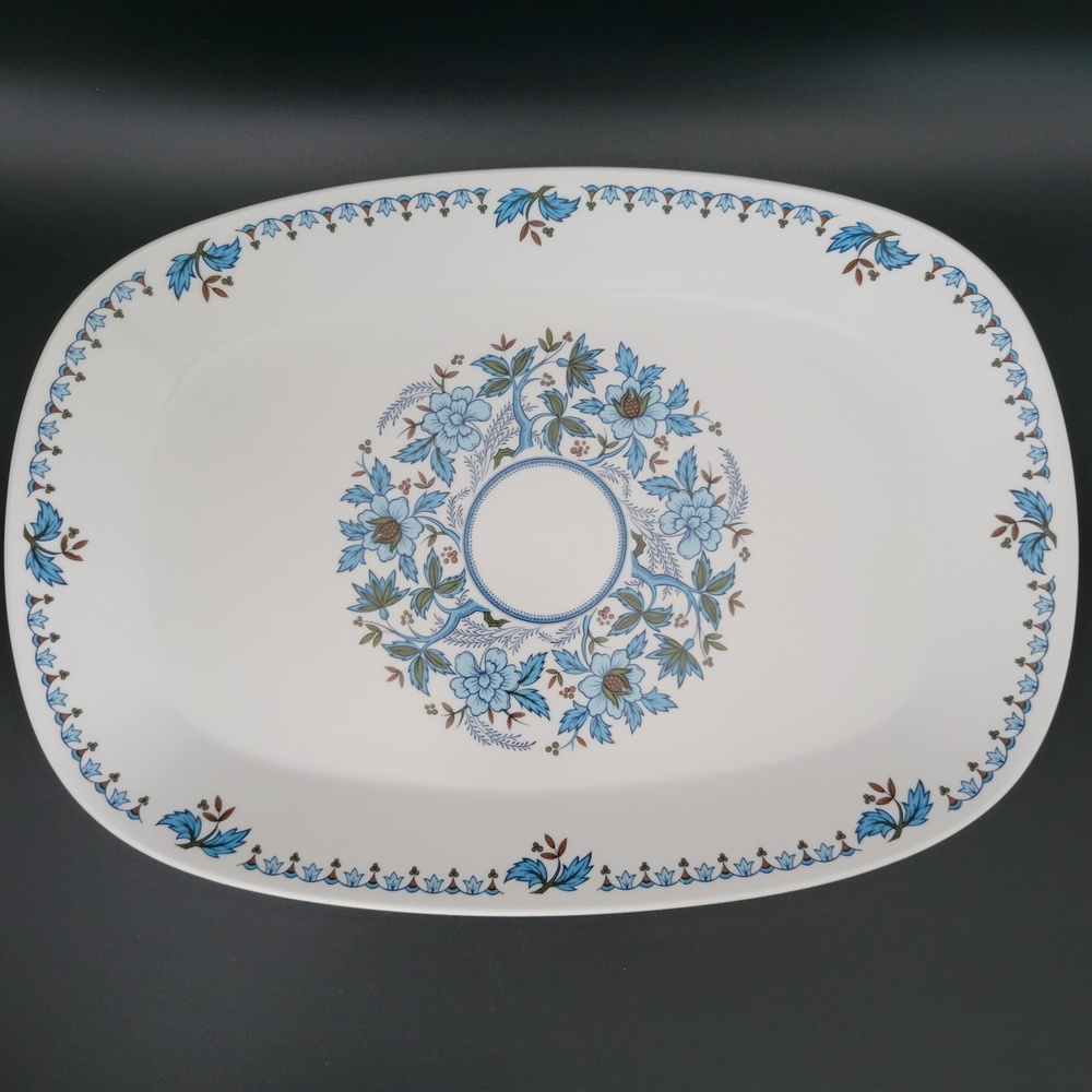 VTG Noritake Progression Blue Moon 9022 Floral 13"‎ Oval Serving Platter Plate